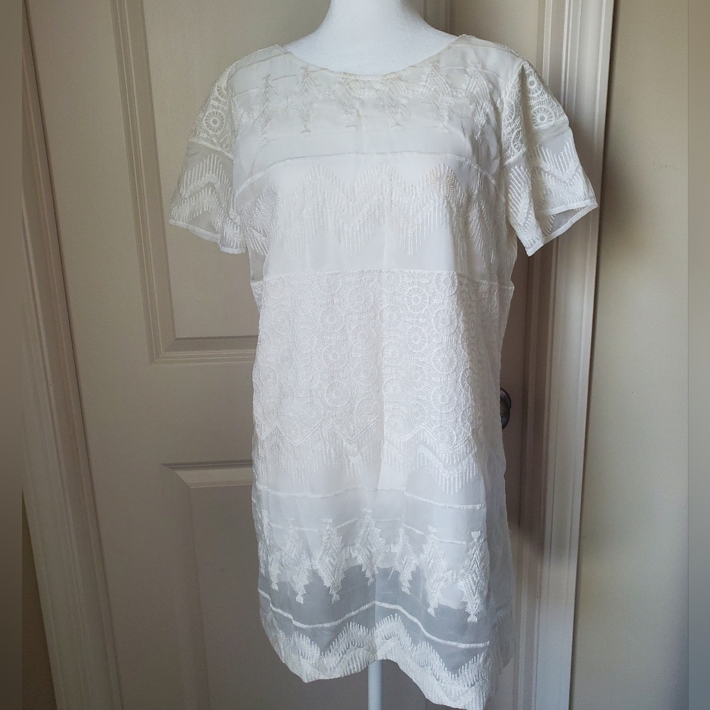Lace Shift Dress White